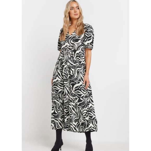 NWT LONG TALL SALLY LTS Tall Black Marble Print Midi Dress 6 - Picture 1 of 6